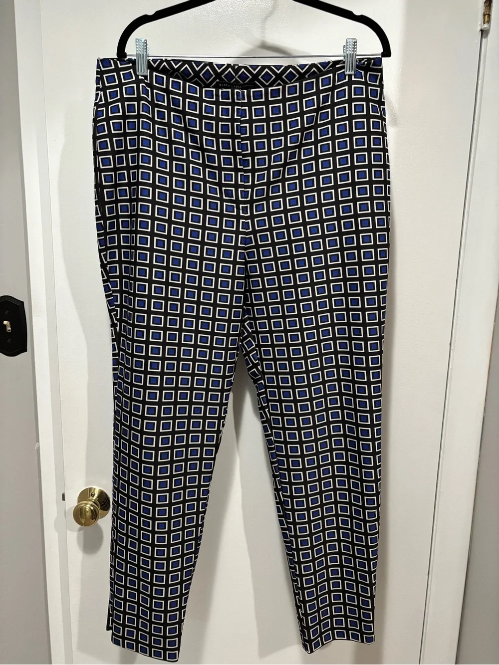 Black Label by Chicos Straight Leg Geometric Print Pants - Blue/Black Size 2.5